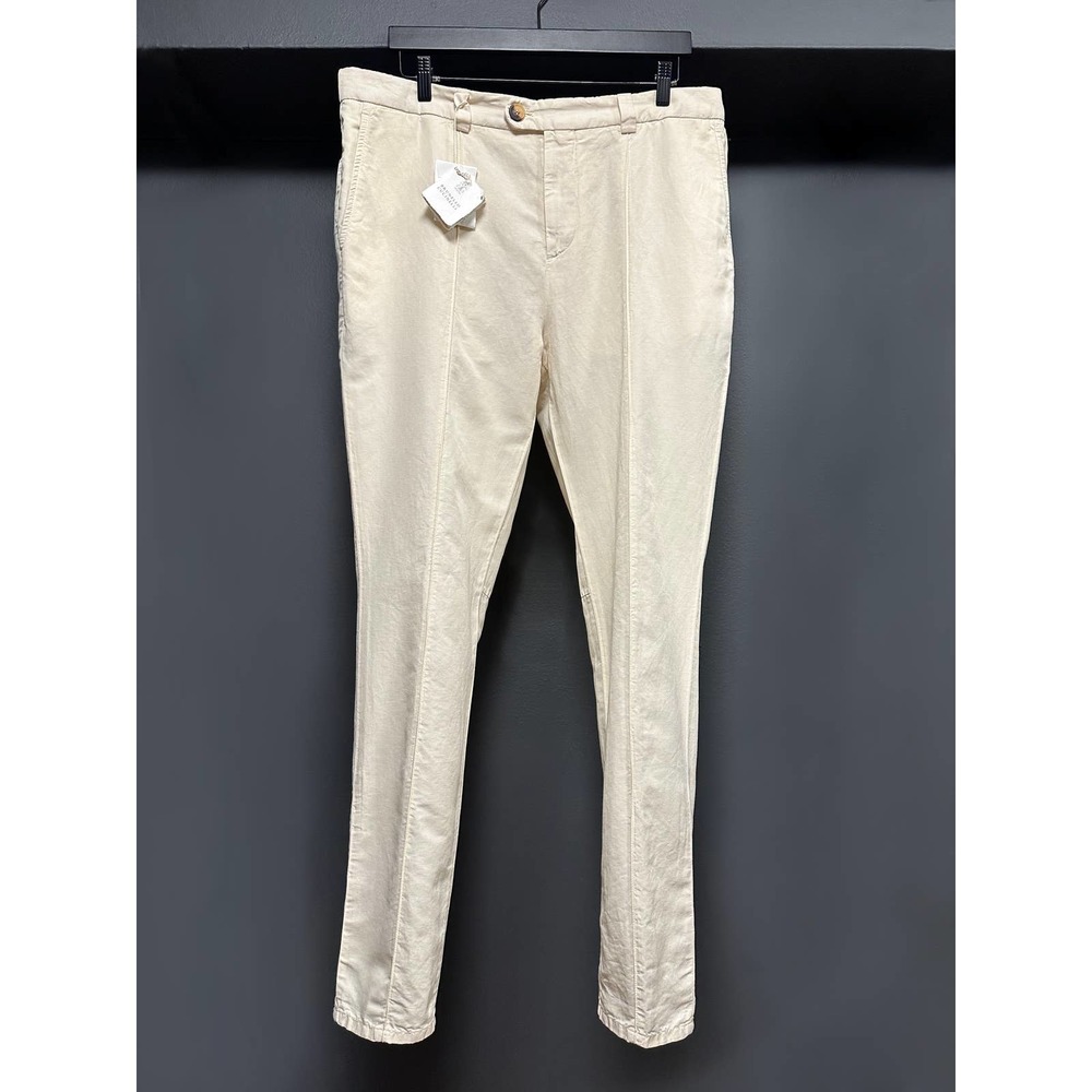 BNWT $750 Brunello Cucinelli Cream Linen Trousers